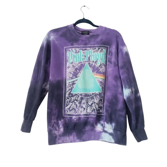 Pink Floyd Tie Dye Graphic Sweatshirt Medium Purple Grunge Indie Lounge Comfy - Picture 1 of 6